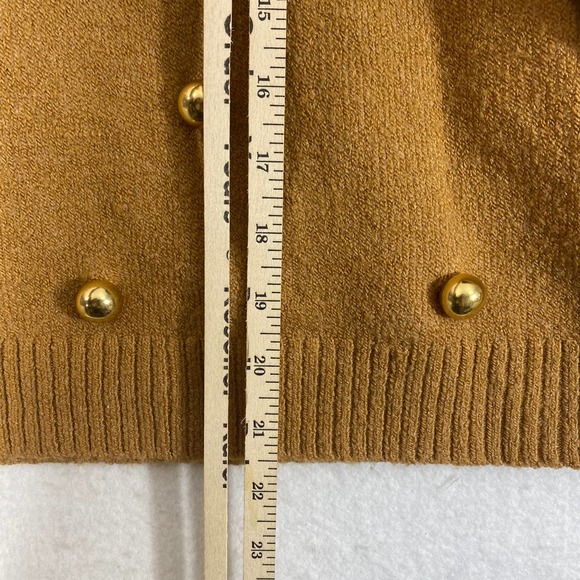 Alice + Olivia Sweater Medium Beige Tan Wool Gleeson Metal Ball Long Sleeve Crew - Picture 7 of 10